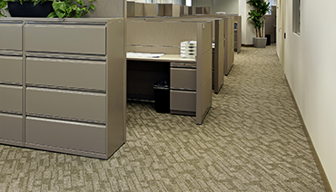 Image of office hallway with cubicles